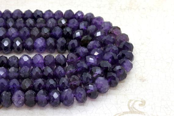 Genuine Amethyst Beads, Faceted Rondelle Natural Amethyst 4mm X 6mm 5mm X 8mm Gemstone Beads For Jewelry Necklace Bracelet Making - Rdf52