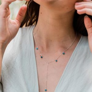 Shop Apatite Necklaces! Blue apatite rosary lariat necklace. Minimal lariat necklace. Dainty Y necklace gift for her. Delicate beaded crystal chain Y necklace. | Natural genuine Apatite necklaces. Buy crystal jewelry, handmade handcrafted artisan jewelry for women.  Unique handmade gift ideas. #jewelry #beadednecklaces #beadedjewelry #gift #shopping #handmadejewelry #fashion #style #product #necklaces #affiliate #ad