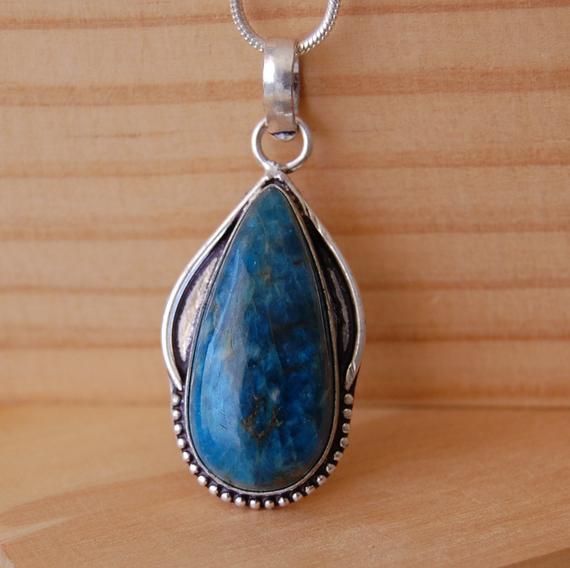 Blue Apatite Pendant, Apatite Necklace, Personal Power Necklace, Apatite Jewelry, Apatite Gemstone, The Stone Of Manifestation, Blue Apatite