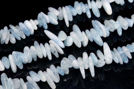 12-24x3-5mm Aquamarine Beads Stick Pebble Chip Grade Aa Genuine Natural Gemstone Loose Beads 15.5" / 7.5" Bulk Lot Options (111266)