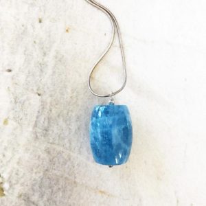 Shop Aquamarine Pendants! Blue Aquamarine Statement Pendant on a Sterling Silver Snake Chain – March Birthstone | Natural genuine Aquamarine pendants. Buy crystal jewelry, handmade handcrafted artisan jewelry for women.  Unique handmade gift ideas. #jewelry #beadedpendants #beadedjewelry #gift #shopping #handmadejewelry #fashion #style #product #pendants #affiliate #ad