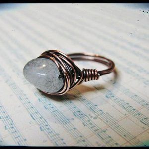Copper Wire Wrapped Genuine Aquamarine Nugget Ring | Natural genuine Gemstone rings, simple unique handcrafted gemstone rings. #rings #jewelry #shopping #gift #handmade #fashion #style #affiliate #ad