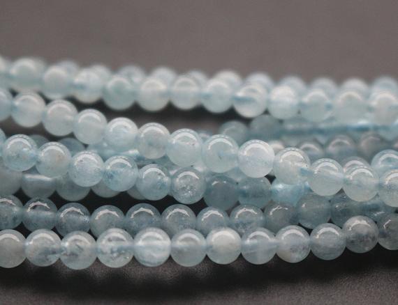 4mm Aa Aquamarine Beads,natural Smooth And Round Aquamarine Beads,15 Inches One Starand