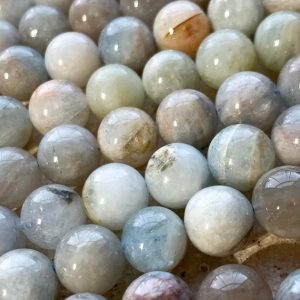 Shop Aquamarine Round Beads! Natural Blue Round Aquamarine beads / 12 mm approx/ Soft Pale  multi tone Gemstone Beads / Beryl | Natural genuine round Aquamarine beads for beading and jewelry making.  #jewelry #beads #beadedjewelry #diyjewelry #jewelrymaking #beadstore #beading #affiliate #ad