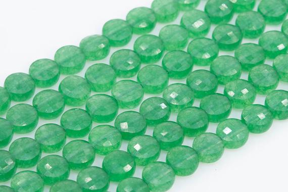 6x4mm Grass Green Aventurine Beads Faceted Flat Round Button Aaa Genuine Natural Gemstone Loose Beads 15.5" / 7.5" Bulk Lot Options (111056)