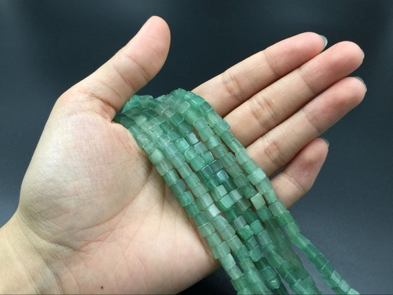 Green Aventurine Beads Cube Beads Square Beads Tube Beads Natural Green Gemstone Beads 4mm Cube Beads Jewelry Supplies Bulk Wholesale