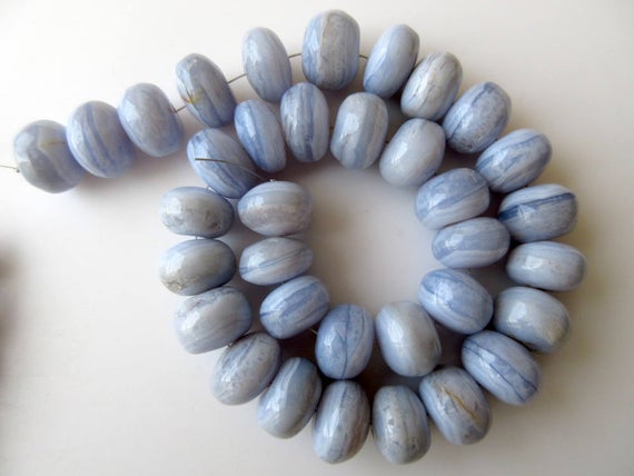 17mm Huge Lace Agate Rondelle Beads, Smooth Light Blue Lace Agate Beads, 13 Inch Strand, Gds663