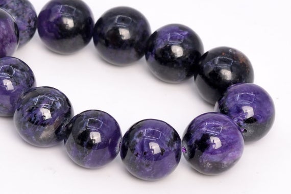 14mm Dark Color Charoite Beads Russia Grade A Genuine Natural Gemstone Half Strand Round Loose Beads 7.5" Bulk Lot Options (108990h-2840)
