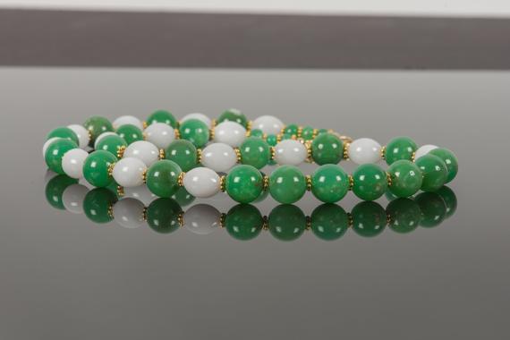 Chrysoprase Necklace, Green And White Gemstone Necklace, Holiday Gift Necklace, Handmade Gemstone Jewelry