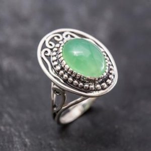 Shop Chrysoprase Rings! Chrysoprase Ring, Natural Chrysoprase, Artistic Ring, Large Chrysoprase, Vintage Rings, Vintage Green Ring, Vintage Silver Ring, Chrysoprase | Natural genuine Chrysoprase rings, simple unique handcrafted gemstone rings. #rings #jewelry #shopping #gift #handmade #fashion #style #affiliate #ad
