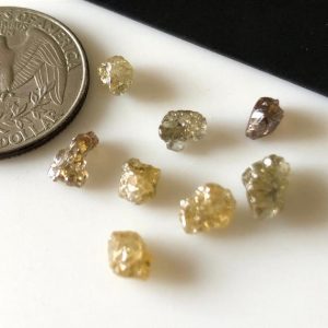 Shop Diamond Chip & Nugget Beads! 5 Pieces Rough Yellow Cognac Brown Grey Natural Diamond Loose, 5mm To 8mm Skinned Clear Loose Conflict Free Earth Mined Diamond, DDS649/5 | Natural genuine chip Diamond beads for beading and jewelry making.  #jewelry #beads #beadedjewelry #diyjewelry #jewelrymaking #beadstore #beading #affiliate #ad