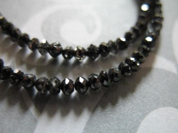 5-20 Pcs / 2-2.5 Mm, Black Diamond Rondelles Beads / Luxe Aaa, Faceted, Untreated Genuine, April Birthstone Brides Bridal..drb 25 Tr