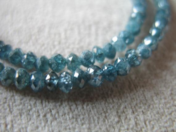 5 Pcs / 1.5-2 Mm, Blue Diamond Beads Rondelles, Luxe Aaa, Small Blue Diamond Beads, April Birthstone Brides Bridal..drbb  Tr 20