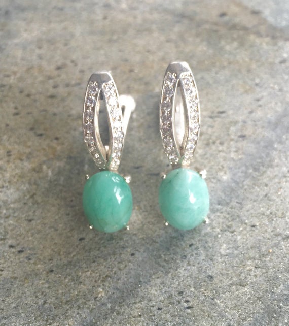 Emerald Earrings, Natural Emerald, Antique Earrings, May Birthstone, Vintage Earrings, May Earrings, Long Earrings, 925 Silver Earrings