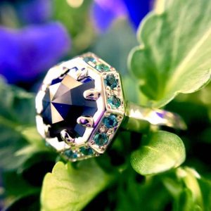 Black Octagon Diamond Halo Engagement Ring, Emerald Halo Ring, Art Deco Ring, Octagon Diamond Engagement Ring, Mother's Day Gift, Gift Ideas | Natural genuine Array rings, simple unique alternative gemstone engagement rings. #rings #jewelry #bridal #wedding #jewelryaccessories #engagementrings #weddingideas #affiliate #ad