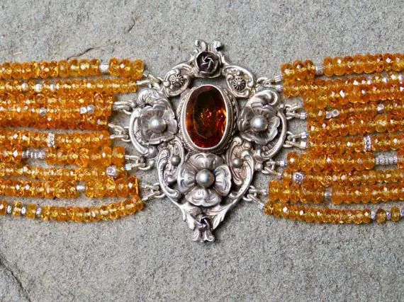 Peruzzi Jewelry, Mandarin Garnet Bracelet, Multi Strand Gemstone Jewelry