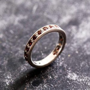 Shop Garnet Rings! Garnet Ring, Eternity Band, Natural Garnet, January Ring, Eternity Ring, Garnet Band, January Birthstone, Vintage Ring, Vintage Silver Band | Natural genuine Garnet rings, simple unique handcrafted gemstone rings. #rings #jewelry #shopping #gift #handmade #fashion #style #affiliate #ad