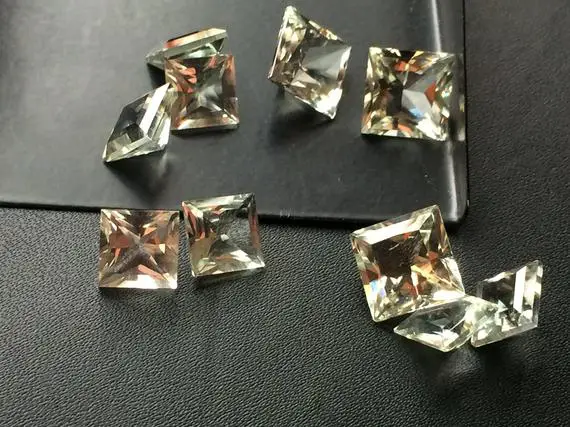8mm Square Green Amethyst Loose Cut Stone Lot, Faceted Calibrated Green Amethyst, Princess Diamond Cut Aaa Quality (5pcs To 20pcs Options)