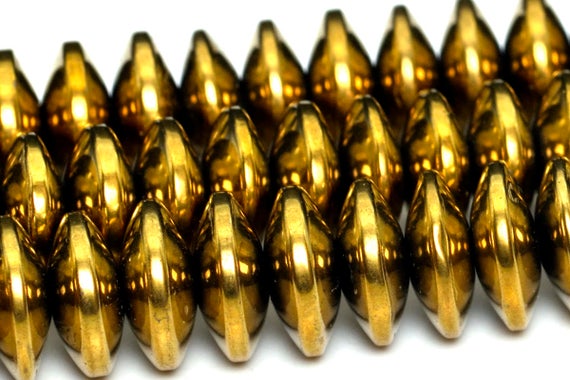8x3mm Gold Hematite Beads Grade Aaa Natural Gemstone Rondelle Loose Beads 15.5" / 7.5" Bulk Lot Options(101940)