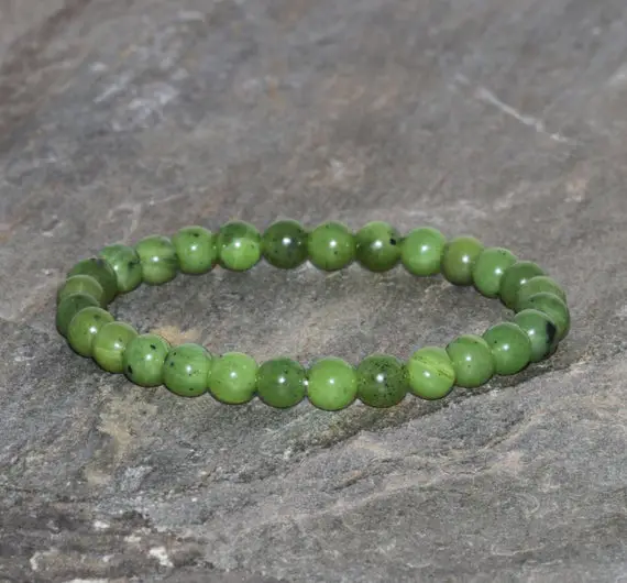 Jade Bracelet Canadian Jadeite Bracelet Handmade 6mm Soft Green Jadeite Beaded Gemstone Bracelet Stack Bracelet Gift Bracelet Green Jade