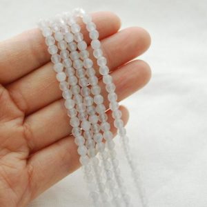 Shop Jade Faceted Beads! High Quality Grade A Natural White Jade Semi-precious Gemstone FACETED Round Beads – 4mm – 15" strand | Natural genuine faceted Jade beads for beading and jewelry making.  #jewelry #beads #beadedjewelry #diyjewelry #jewelrymaking #beadstore #beading #affiliate #ad