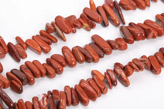 12-24x3-5mm Red Jasper Beads Stick Pebble Chip Grade A Genuine Natural Gemstone Loose Beads 15.5" / 7.5" Bulk Lot Options (111245)