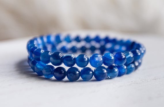 6mm Blue Kyanite Bracelet | Aaaa Kyanite Bracelet 6mm | Genuine Kyanite Aaa | Gold Kyanite Bracelet 6mm | Genuine Kyanite Bracelet #0127