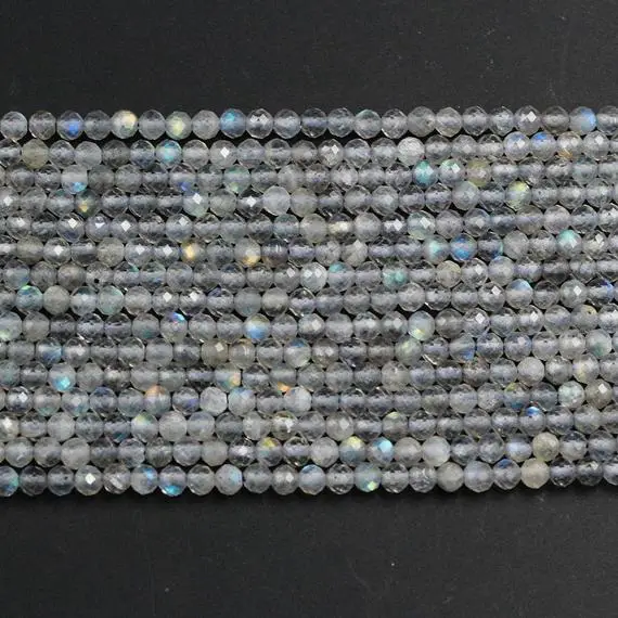 A Grade Micro Faceted Natural Labradorite 2mm Round Beads 3mm Round Beads 4mm  5mm Round Beads Small Faceted Gemstone Beads 15.5" Strand