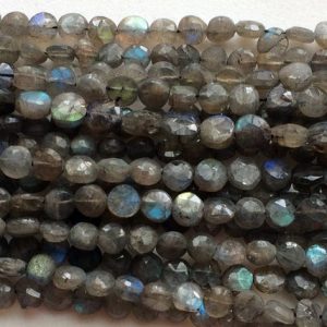 Shop Labradorite Faceted Beads! 6-7mmLabradorite Faceted Coin Beads, Natural Labradorite Straight Drill Faceted Coins, 13IN Labradorite For Jewelry (1ST To 5ST Options) | Natural genuine faceted Labradorite beads for beading and jewelry making.  #jewelry #beads #beadedjewelry #diyjewelry #jewelrymaking #beadstore #beading #affiliate #ad