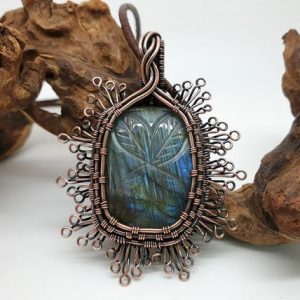 Shop Labradorite Pendants! Carved Labradorite Flower Pendant, Wire Wrapped Jewellery, Sunburst Necklace, Labradorite and Copper Necklace, Carved Stone Jewellery | Natural genuine Labradorite pendants. Buy crystal jewelry, handmade handcrafted artisan jewelry for women.  Unique handmade gift ideas. #jewelry #beadedpendants #beadedjewelry #gift #shopping #handmadejewelry #fashion #style #product #pendants #affiliate #ad