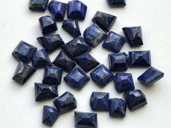 10-15mm Lapis Lazuli Fancy Cut Cabochons, Lapis Rose Cut Flat Back Cabochons, Lapis Lazuli For Jewelry (5pcs To 10pcs Options) - Ns3315