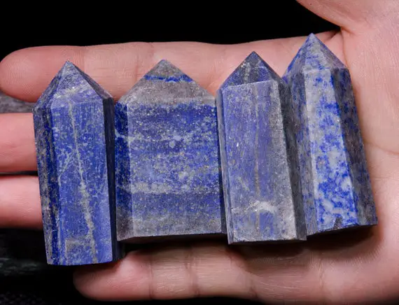 4pcs Natural Lapis Lazuli Crystal Tower/lapis Lazuli Point/energy Stone/decor/crystal Grid/reiki/chakra/special Gift/blue Stone/blue Crystal