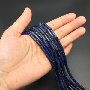 Lapis Lazuli Tube Beads Lapis Beads Gemstone Round Tube Beads Smooth Lapis Blue Gemstone beads 4x14mm High Quality Jewelry Supplies | Natural genuine beads Array beads for beading and jewelry making.  #jewelry #beads #beadedjewelry #diyjewelry #jewelrymaking #beadstore #beading #affiliate #ad