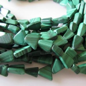Shop Malachite Bead Shapes! Malachite Fancy Triangle Bead Necklace, Natural Malachite Beads, 8.5mm To 10.5mm Beads, 16 Inch Strand, Sold As 1 Strand/5 Strand, SKU-2588 | Natural genuine other-shape Malachite beads for beading and jewelry making.  #jewelry #beads #beadedjewelry #diyjewelry #jewelrymaking #beadstore #beading #affiliate #ad