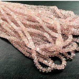 Shop Morganite Faceted Beads! 3-4mm Morganite Faceted Rondelle Beads, Morganite Beads, Natural Morganite For Jewelry, Morganite for Necklace (6.5IN To 13IN Option) | Natural genuine faceted Morganite beads for beading and jewelry making.  #jewelry #beads #beadedjewelry #diyjewelry #jewelrymaking #beadstore #beading #affiliate #ad