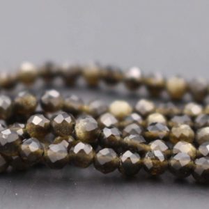 3mm Natural Golded Obsidian Faceted Small Size Beads,3mm Small Size Beads Wholesale Bulk supply,15 inches one starand | Natural genuine faceted Obsidian beads for beading and jewelry making.  #jewelry #beads #beadedjewelry #diyjewelry #jewelrymaking #beadstore #beading #affiliate #ad
