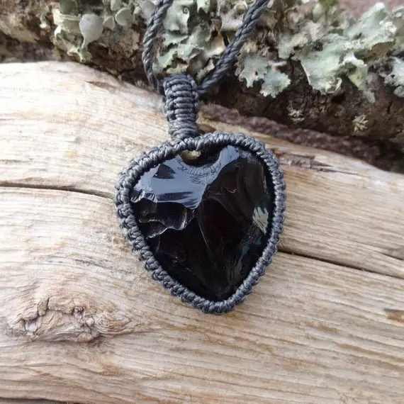 Heart Black Obsidian Necklace /protection Amulet For Best Friend