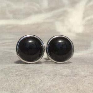 Shop Onyx Earrings! Black Onyx Gemstone Silver Stud Earrings, Natural Stone Studs, Classic Black Earrings, Gift for Mum | Natural genuine Onyx earrings. Buy crystal jewelry, handmade handcrafted artisan jewelry for women.  Unique handmade gift ideas. #jewelry #beadedearrings #beadedjewelry #gift #shopping #handmadejewelry #fashion #style #product #earrings #affiliate #ad