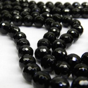 Black Onyx Beads Natural Faceted 6mm/8mm/10mm/12mm, 15.5" Full Strand, Hole Size 0.8mm, Micro Cutting, Well Polish, Center Drill, Natural. | Natural genuine faceted Onyx beads for beading and jewelry making.  #jewelry #beads #beadedjewelry #diyjewelry #jewelrymaking #beadstore #beading #affiliate #ad