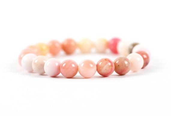 Pink Opal Bracelet | Gemstone Healing Bracelet Soft Pink Beads | Handmade Gemstone Jewelry, Unique-gift-for-wife