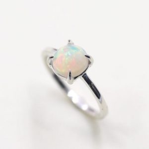 14k Opal Engagement Ring/Natural Opal Ring/Women's 8mm Opal Wedding Ring/Simple Rainbow Opal Ring/Opal Solitaire Ring/Simple Engagement | Natural genuine Array jewelry. Buy handcrafted artisan wedding jewelry.  Unique handmade bridal jewelry gift ideas. #jewelry #beadedjewelry #gift #crystaljewelry #shopping #handmadejewelry #wedding #bridal #jewelry #affiliate #ad