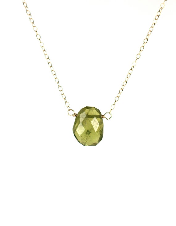 Peridot Necklace - Green Peridot - August Birthstone - Healing Crystal - Crystal Necklace - A Genuine Peridot On A 14k Gold Vermeil Chain