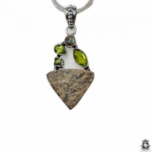 Shop Peridot Pendants! Fossilized Dendrite on Felsite 925 Sterling Silver Pendant & 3MM Italian 925 Sterling Silver Chain P4688 | Natural genuine Peridot pendants. Buy crystal jewelry, handmade handcrafted artisan jewelry for women.  Unique handmade gift ideas. #jewelry #beadedpendants #beadedjewelry #gift #shopping #handmadejewelry #fashion #style #product #pendants #affiliate #ad
