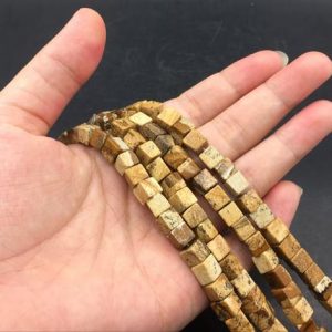 6mm Brown Picture Jasper Beads Square Cube Beads Gemstone Beads Semiprecious High Quality Jewelry making Supplies bulk wholesale | Natural genuine other-shape Gemstone beads for beading and jewelry making.  #jewelry #beads #beadedjewelry #diyjewelry #jewelrymaking #beadstore #beading #affiliate #ad