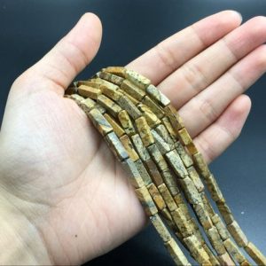 Brown Picture Jasper Beads Rectangle Tube Beads Gemstone Beads Semiprecious 4x14mm High Quality Jewelry making Supplies bulk wholesale | Natural genuine other-shape Gemstone beads for beading and jewelry making.  #jewelry #beads #beadedjewelry #diyjewelry #jewelrymaking #beadstore #beading #affiliate #ad