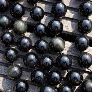 Shop Rainbow Obsidian Beads! Large Rainbow Obsidian 15-16mm round beads  (ETB00140) | Natural genuine round Rainbow Obsidian beads for beading and jewelry making.  #jewelry #beads #beadedjewelry #diyjewelry #jewelrymaking #beadstore #beading #affiliate #ad