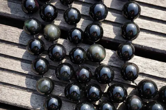 Large Rainbow Obsidian 15-16mm Round Beads  (etb00140)