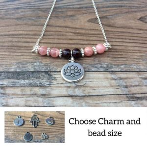 Shop Rhodochrosite Necklaces! Rhodochrosite Lotus necklace, yoga necklace | Natural genuine Rhodochrosite necklaces. Buy crystal jewelry, handmade handcrafted artisan jewelry for women.  Unique handmade gift ideas. #jewelry #beadednecklaces #beadedjewelry #gift #shopping #handmadejewelry #fashion #style #product #necklaces #affiliate #ad