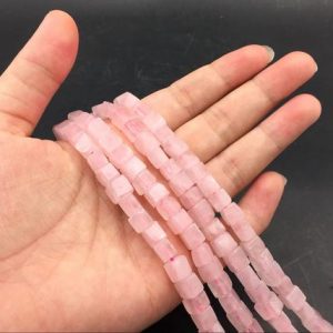 6mm Rose Quartz Cube Beads Square Tube Beads Semiprecious Beads Pink Crystal Cube Beads Jewelry making Supplies bulk wholesale | Natural genuine other-shape Gemstone beads for beading and jewelry making.  #jewelry #beads #beadedjewelry #diyjewelry #jewelrymaking #beadstore #beading #affiliate #ad