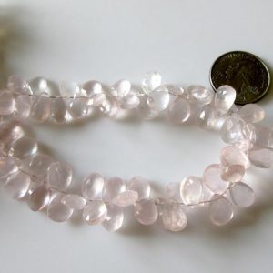 Shop Rose Quartz Bead Shapes! Natural Rose Quartz Pear Beads, Faceted Rose Quartz Pear Briolette Beads, 7mm To 12mm Rose Quartz Beads, 9 Inch/4.5 Inch Strand, GDS1270 | Natural genuine other-shape Rose Quartz beads for beading and jewelry making.  #jewelry #beads #beadedjewelry #diyjewelry #jewelrymaking #beadstore #beading #affiliate #ad